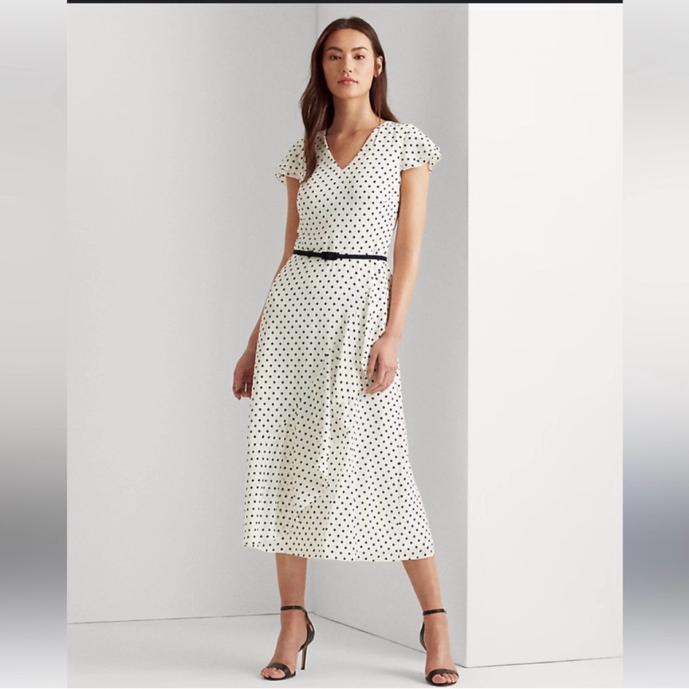 Lauren Ralph Lauren Black and White Midi Dress